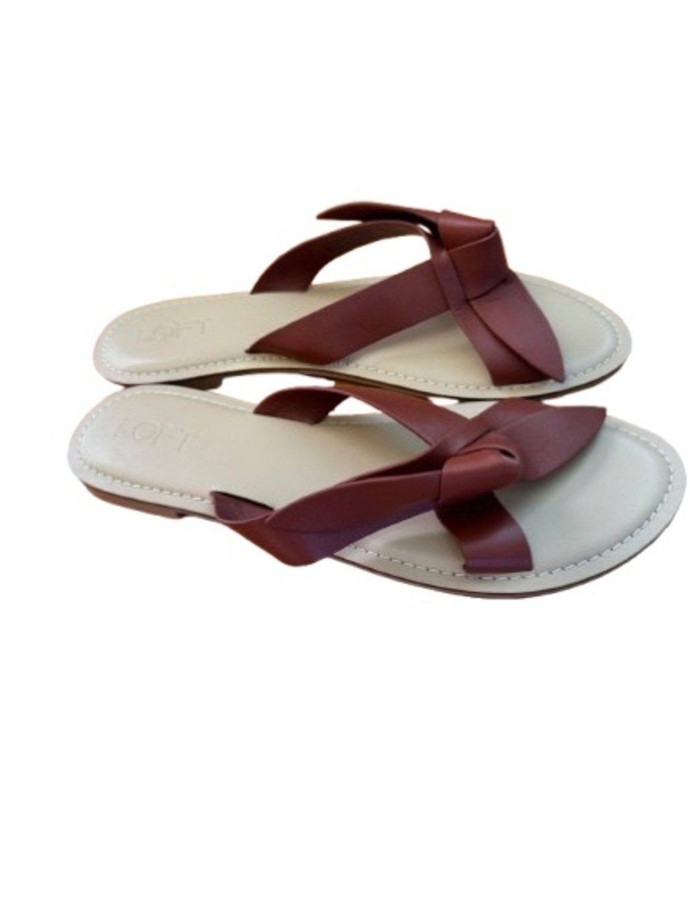 LOFT Brown Knot Front Leather Slide Sandals- Size 10- Never worn